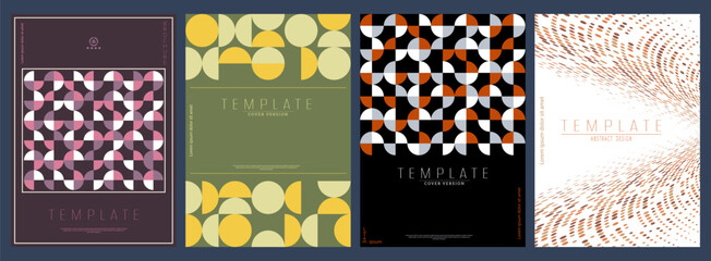 A set of cover, booklet or brochure design templates. The idea of an individual geometric style of interior decoration and creative design. A variant of the corporate corporate identity
