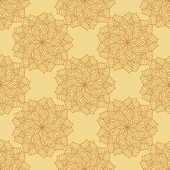 Fototapeta premium Seamless circular ornament in ethnic style. Decorative pattern in mandala style for creative ideas of textile decoration, packaging of simple backgrounds and creative design