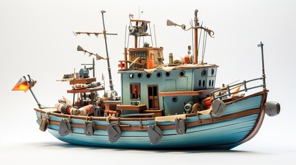 Fishing boat features a lineup of fishing rods along the rail, portraying the blend of preparation and excitement that defines the angler's pursuit of underwater treasures. Generated by AI.
