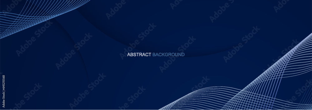 Sticker abstract background with curve modern lines on dark blue background. illustration horizontal templat