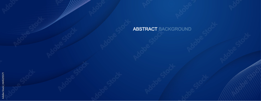 Sticker abstract background with curve modern lines on dark blue background. illustration horizontal templat