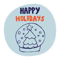 Winter vector illustration winter globe , happy holidays , merry christmas and happy new year , perfect for card , book or other design uses.