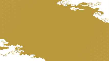 金色の和風雲デザイン背景 - 645216183