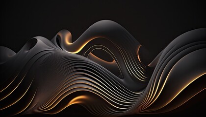 a black and gold abstract design on a black background, an abstract sculpture, generative art, iPhone 15 background, very detailed curve, vertical composition, magnetic waves