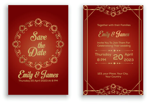 Luxury wedding invitation card background with golden line art flower and gradient color. Abstract art background vector design for wedding and vip cover template.