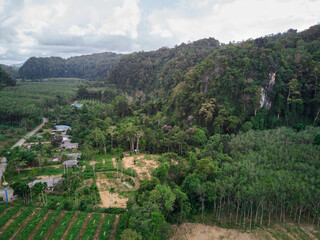 Fototapeta na wymiar Aerial view of village in the mountain 