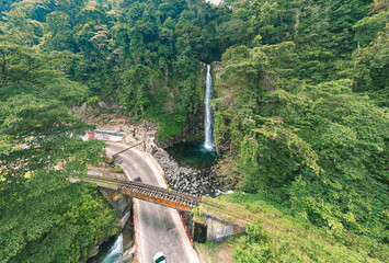 Aerial view of Beautiful Lembah Anai Waterfall in districts Tanah Datar, West Sumatra, Indonesia.