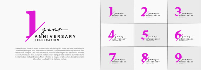 set of anniversary logo with purple and black color can be use for celebration
