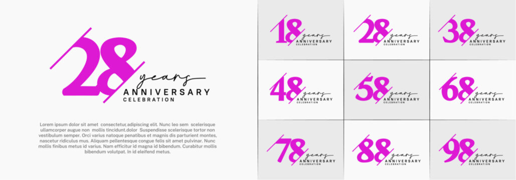 set of anniversary logo with purple and black color can be use for celebration