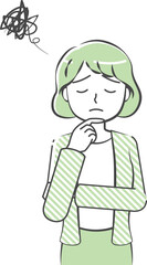 Worried woman's upper body illustration-friendly simple touch