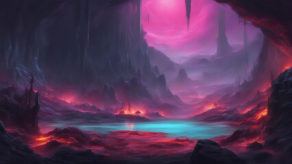 Fototapeta premium surreal alien planet landscape 