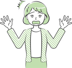 Surprised woman's upper body illustration-friendly simple touch