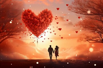 Celebrating love on 14th of February with romantic atmosphere and affection in the air. Generative AI