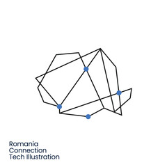 romania Connection Tech Technology Geometric Polygonal Logo Vector Icon Illustration