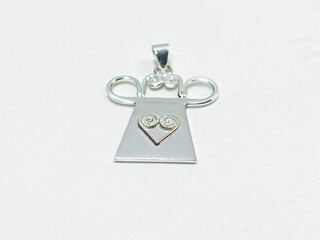 Handmade silver jewelry on white background