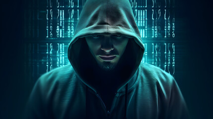 Anonymous hacker with hoodie. Concept of hacking cybersecurity. generative ai.