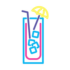 neon cocktail sign with ice