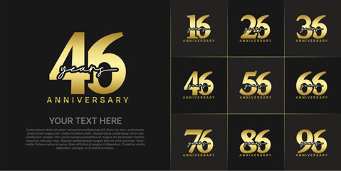 set of anniversary logo with golden number and white handwriting text can be use for celebration
