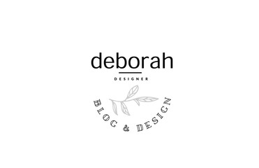 Floral logo element Botanical Hand Drawn Logo with Wild Flower and Leaves. Logo for spa and beauty salon, boutique, organic shop, wedding, floral designer, interior, photography, cosmetic