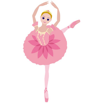 シンプルなダンサーのイラスト_バレエ「くるみ割り人形」金平糖の精を踊るバレリーナのイメージ