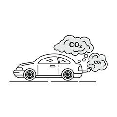 Car air pollution. Vehicle toxic pollution vector illustration