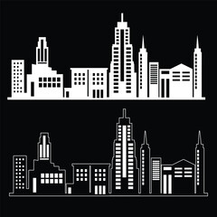 Fototapeta premium Cityscape with buildings in flat style vector illustration.