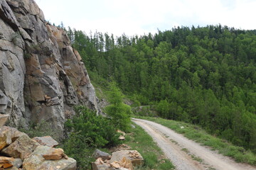 Summer mountain landscape with road
