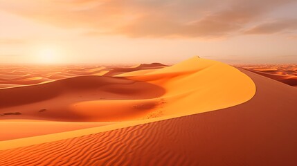 Fototapeta na wymiar Panoramic view of the sand dunes of the Sahara desert in Morocco