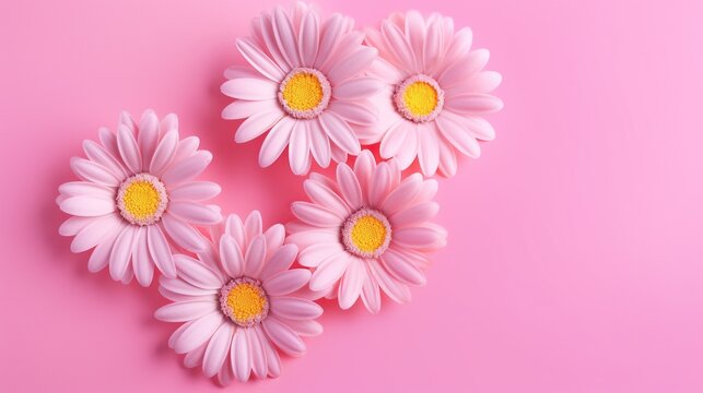 valentine's ,  flowers ,pink background ,  AI generated image