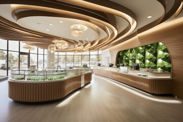 cannabis dispensary with product display and modern clean architecture 