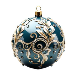 3d luxury Blue Christmas ball decorated with gold
