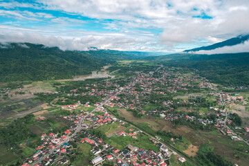 Aerial view Lubuk Sikaping, Pasaman Regency, West Sumatra.