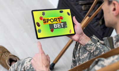 Sports betting app on tablet computer