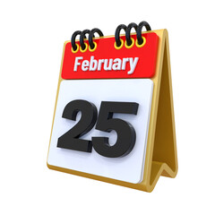 25 February Calendar icon 3d