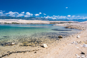 paradise beach on Pag island in Croatia