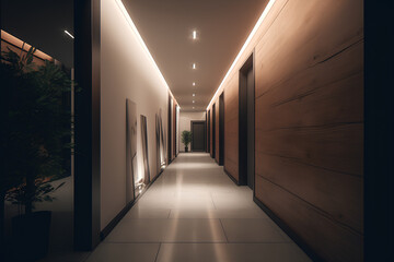 Stylish hallway interior in luxury house.