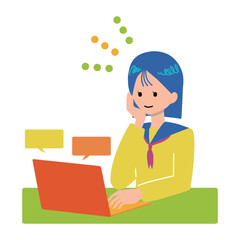 パソコンを操作　楽しむ女子学生