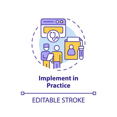 2D editable multicolor icon implement in practice concept, isolated vector, health interoperability resources thin line illustration.