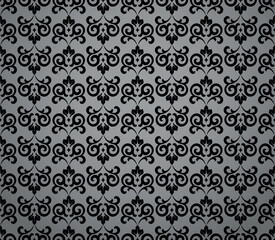 Flower geometric pattern. Seamless vector background. Black and gray ornament. Ornament for fabric, wallpaper, packaging. Decorative print