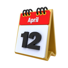 12 April Calendar icon 3d