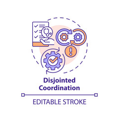 2D editable multicolor icon disjointed coordination concept, isolated vector, health interoperability resources thin line illustration.