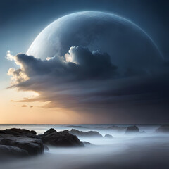 moon over ocean