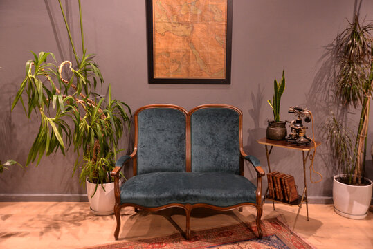 Sofa with nature aand frame on hanging wall