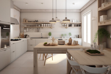 Fototapeta na wymiar Cozy kitchen interior in modern house.