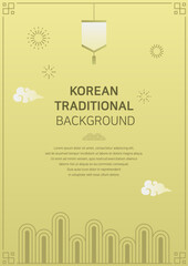 Korean holiday background poster with traditional pattern.
