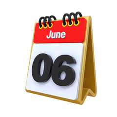 06 June Calendar icon 3d