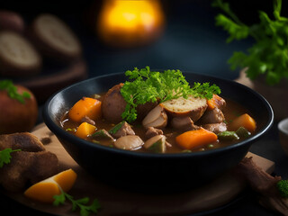 appetizing irish stew food art. ai generative
