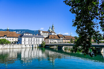 Solothurn, St. Ursen-Kathedrale, Aare, Kreuzackerbrücke, Altstadt, Kathedrale, Barock, Stadt,...