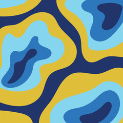 colorful, bright pattern for posters in the form of spots of yellow, light blue, blue color, vector illustration