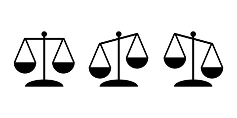Black weight judicial scale law and unfair judgment icon flat vector design